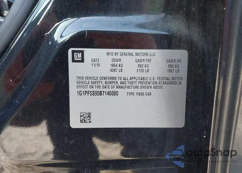 2011 Chevrolet Cruze 1Lt from USA, damaged, VIN 1G1PF5S95B7146080